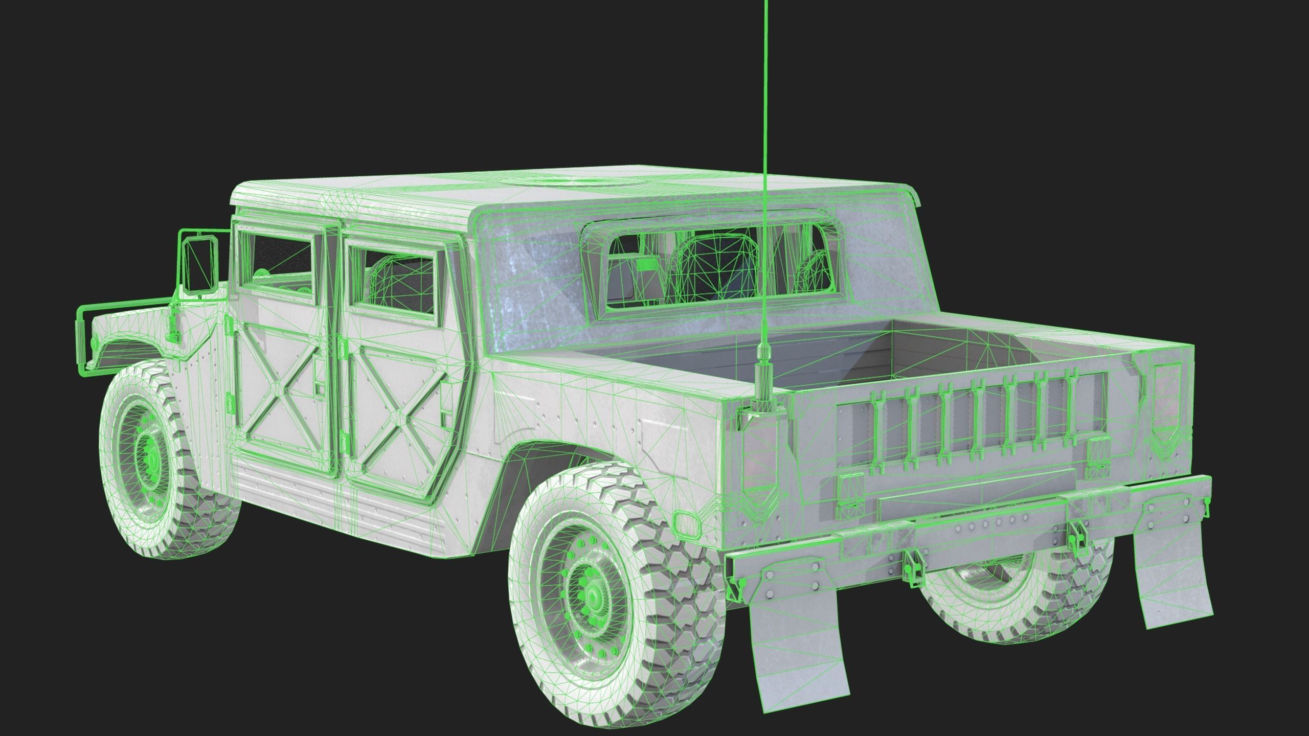 Military Pickup Vehicle - Game Ready Low-poly 3D model_5