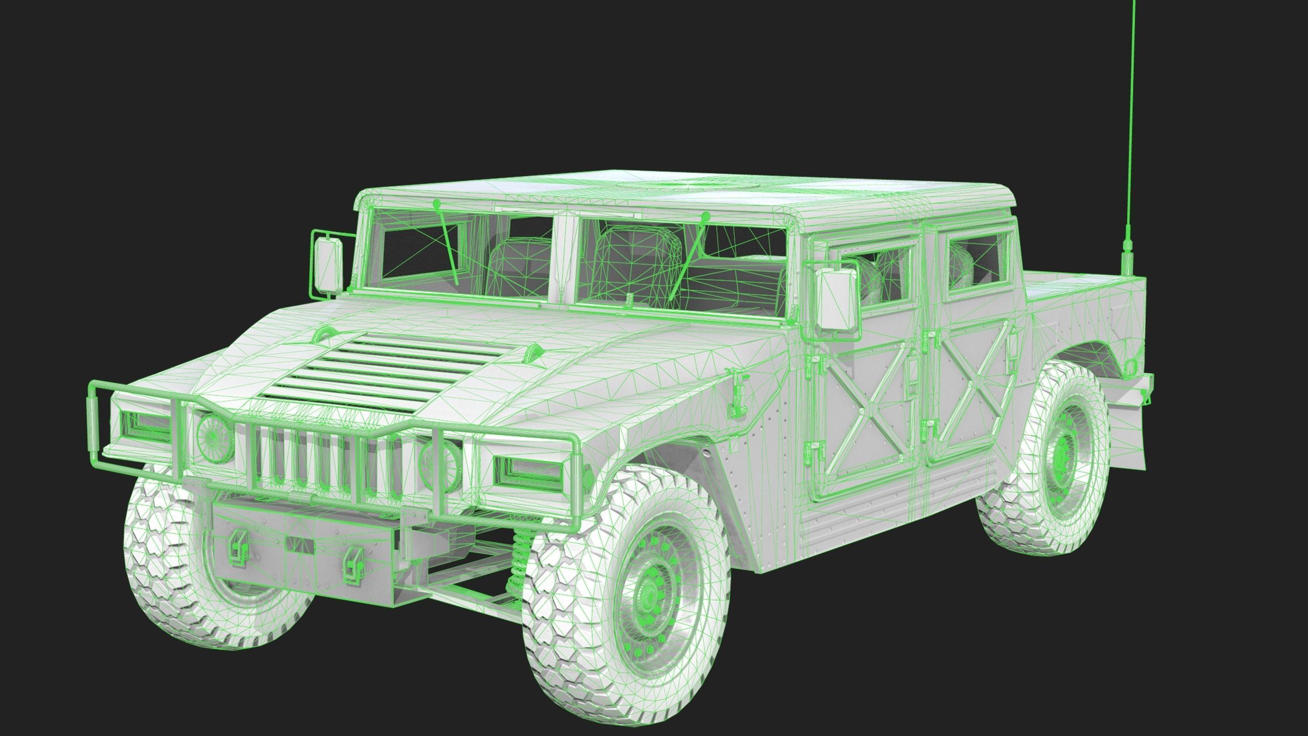 Military Pickup Vehicle - Game Ready Low-poly 3D model_4