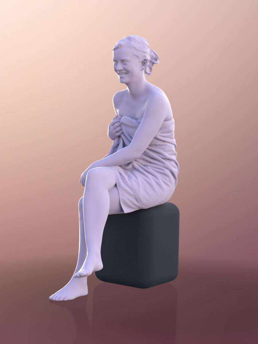 Nadin 10650 - Young Girl Sitting In A Sauna With Towel 3D model_5