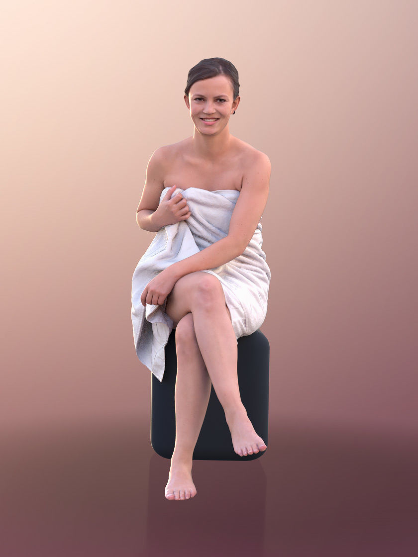 Nadin 10650 - Young Girl Sitting In A Sauna With Towel 3D model_2
