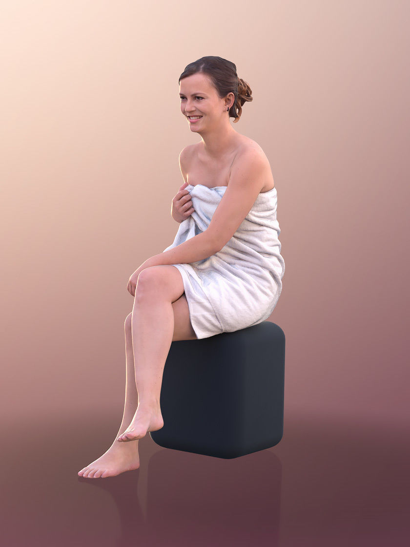 Nadin 10650 - Young Girl Sitting In A Sauna With Towel 3D model_3