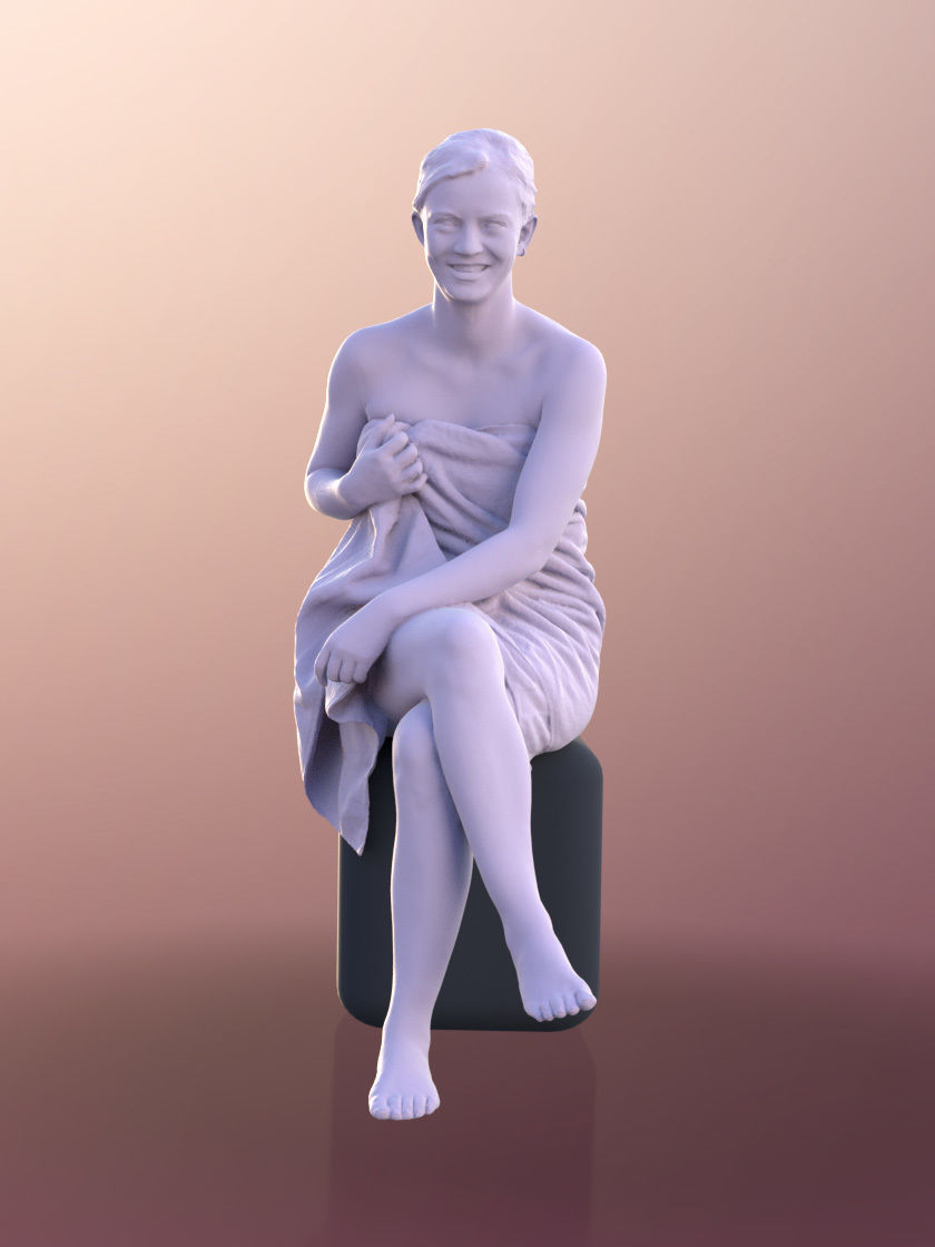 Nadin 10650 - Young Girl Sitting In A Sauna With Towel 3D model_4