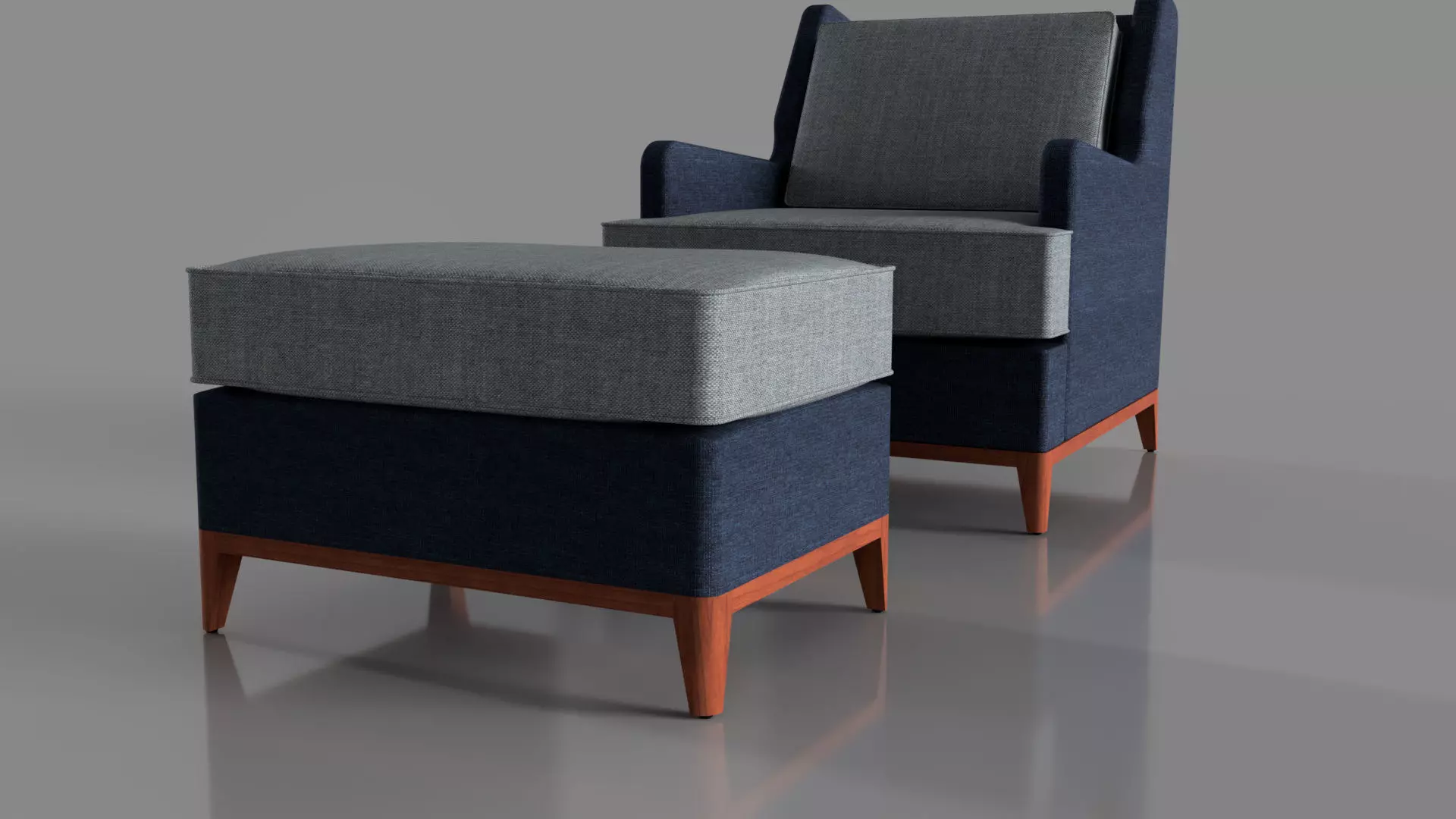 Armchair with footrest upholstered 3D model