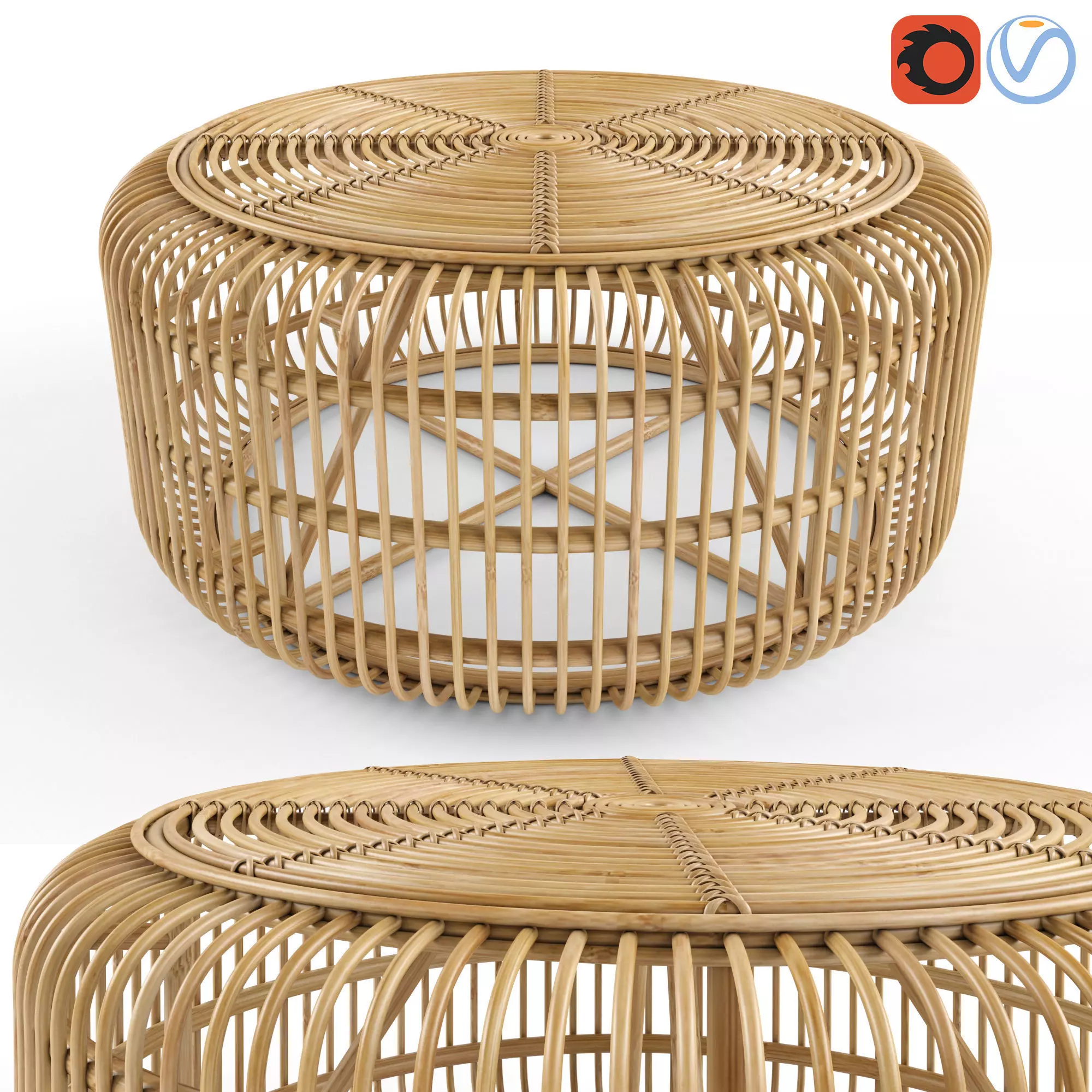 Meja - Rattan Coffee Table 3D model_0