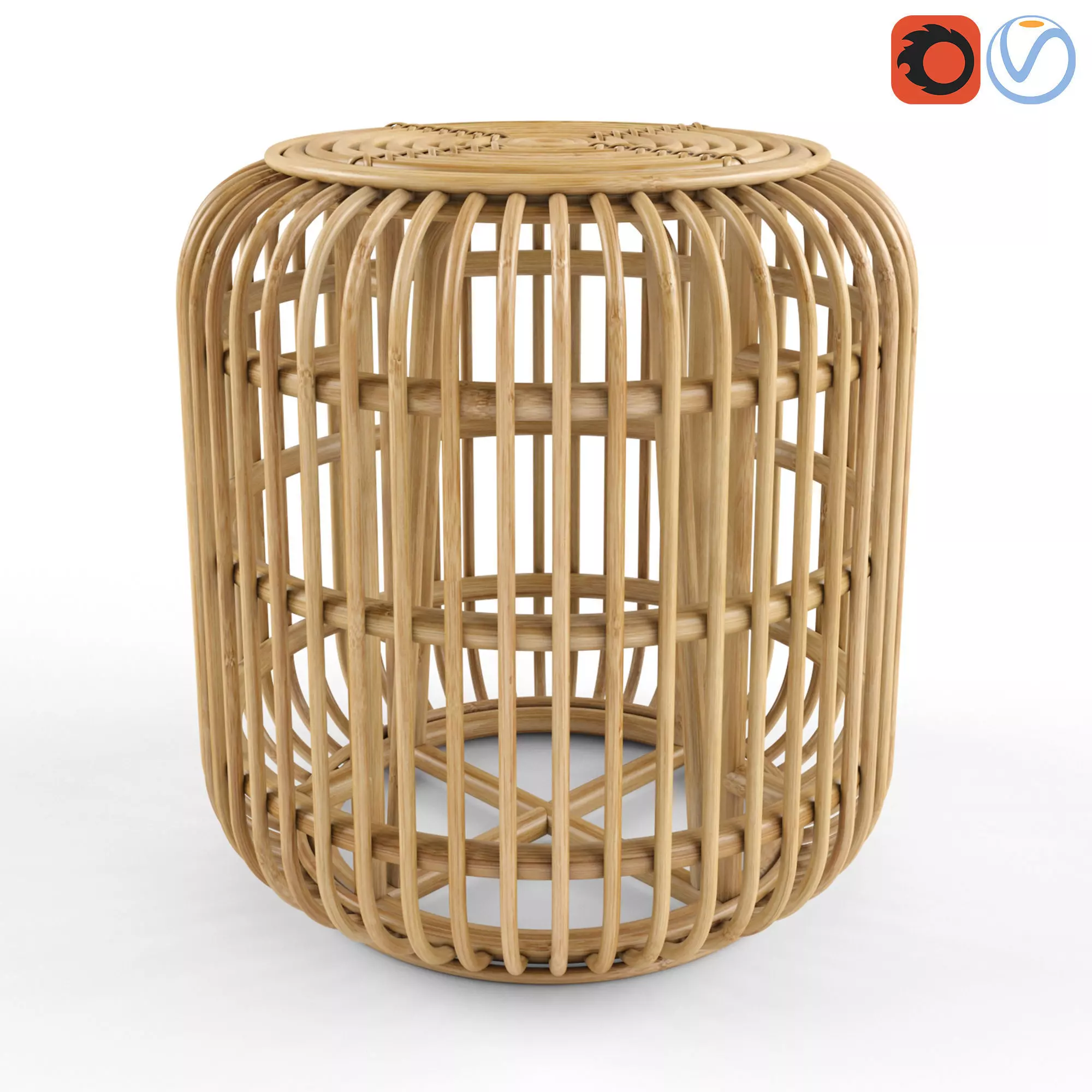 Meja - Rattan Side Table 3D model_0