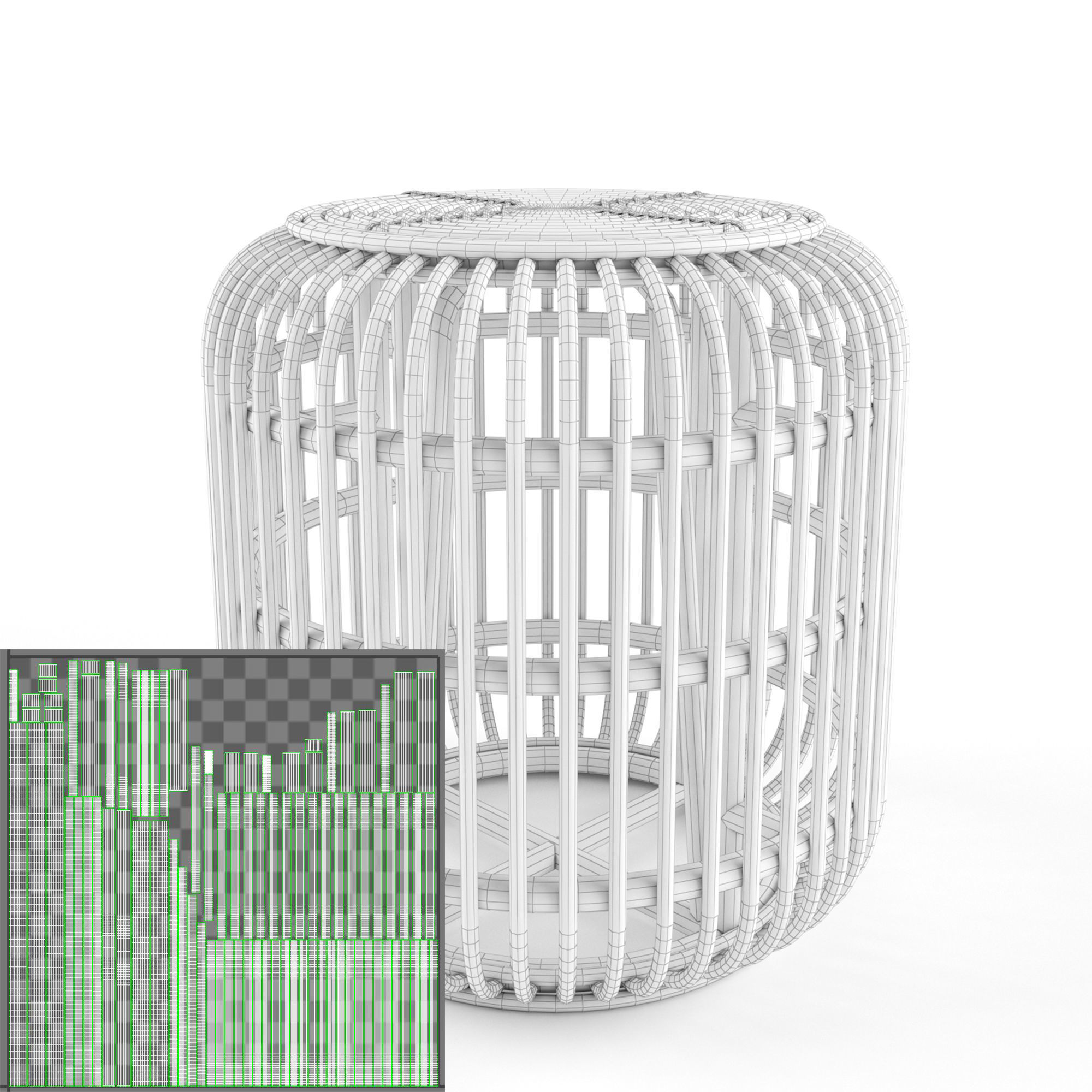 Meja - Rattan Side Table 3D model_4
