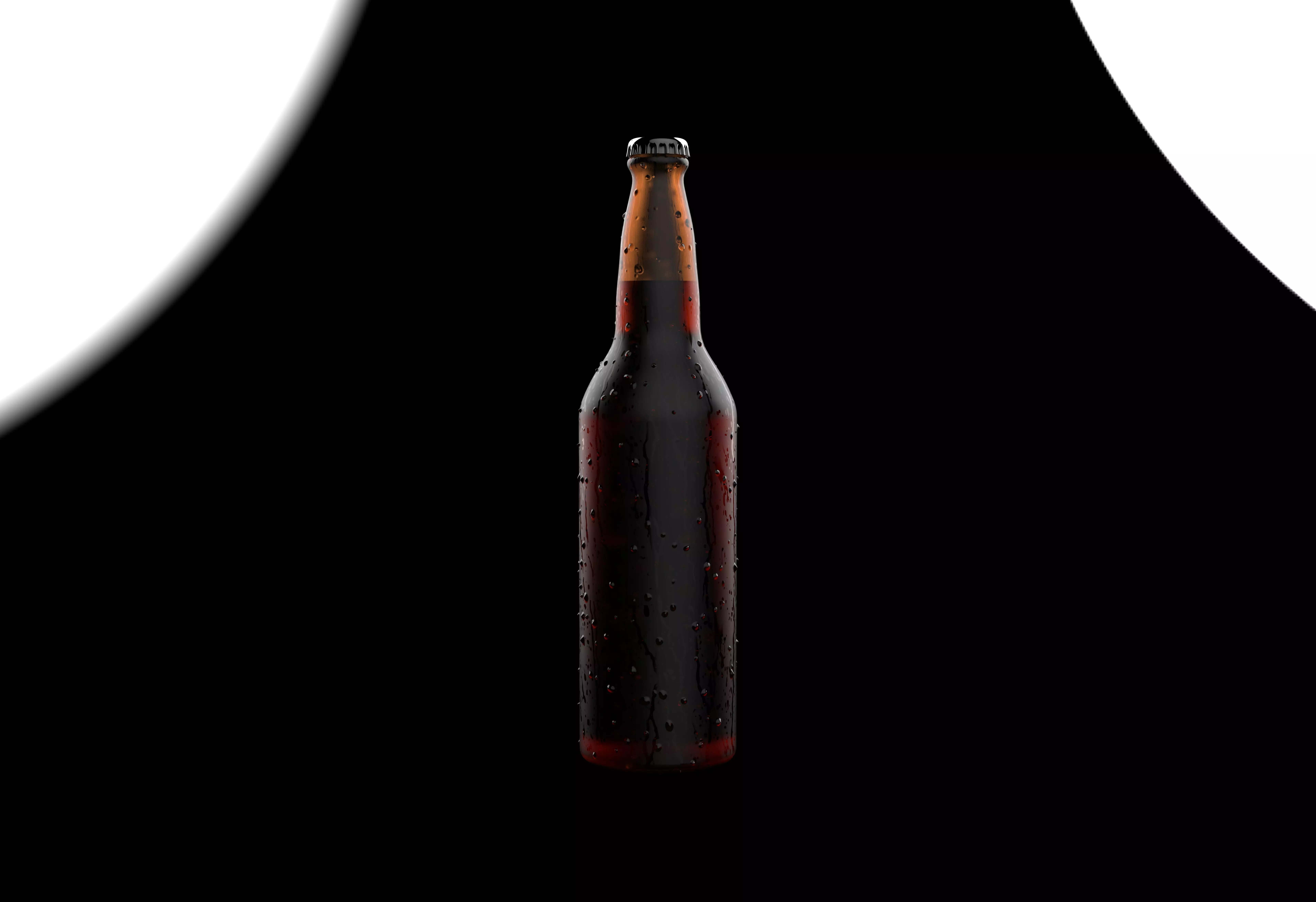 Beverage Beer Bottle with Water Drops 3D model_0