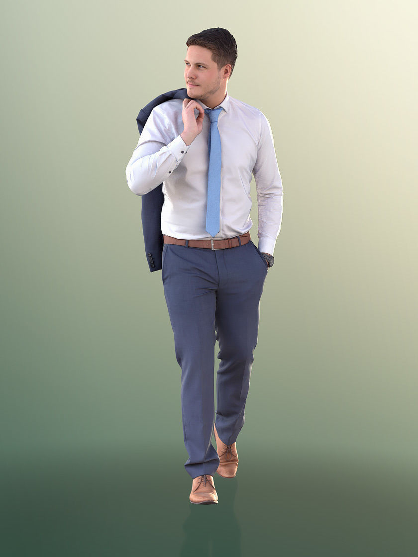 Liam 11122 - Business Man In Suit And Tie With Mask 3D model_4