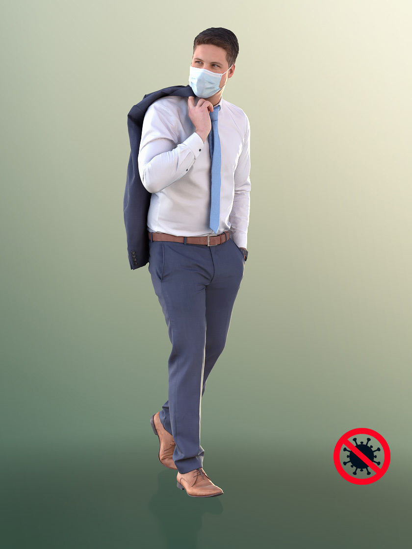 Liam 11122 - Business Man In Suit And Tie With Mask 3D model_2