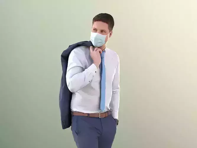 Liam 11122 - Business Man In Suit And Tie With Mask 3D model