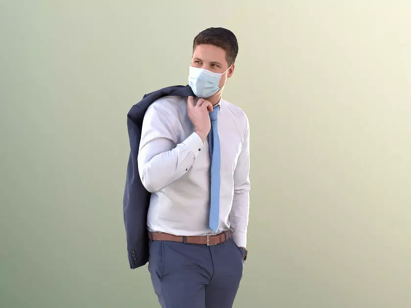 Liam 11122 - Business Man In Suit And Tie With Mask 3D model_0