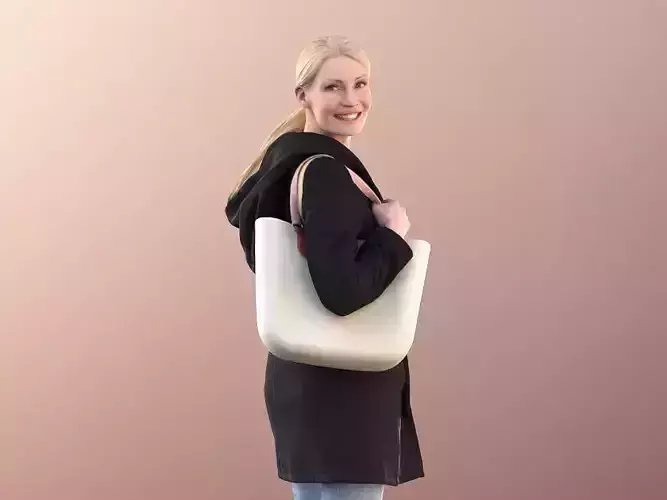 Kim 10672 - Casual Woman With Bag Looking Back 3D model