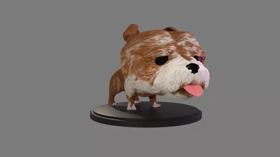 Custom Pop British Bulldog with Collar 3D Print Model 3D print model_0
