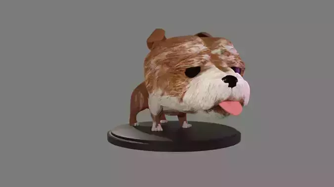 Custom Pop British Bulldog with Collar 3D Print Model