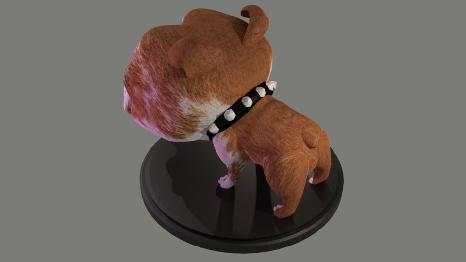 Custom Pop British Bulldog with Collar 3D Print Model 3D print model_1