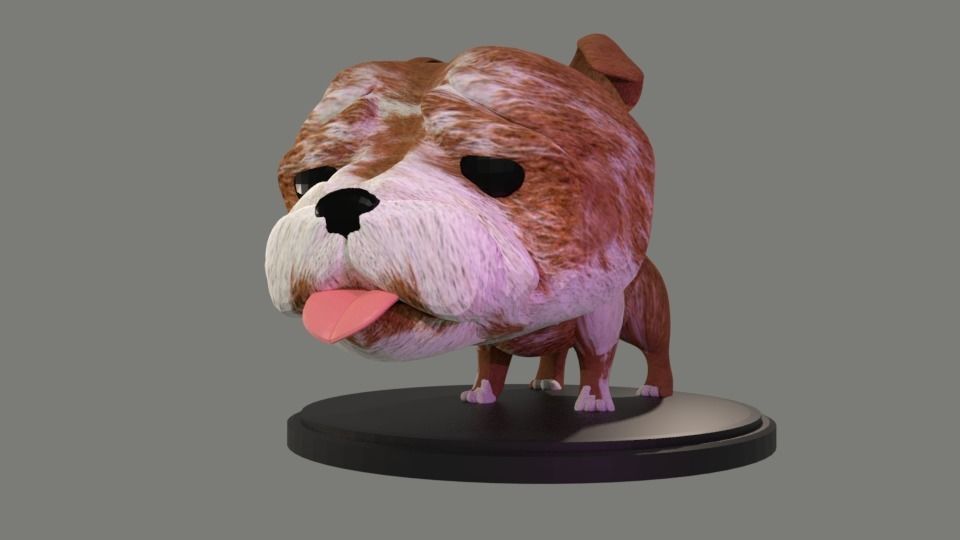 Custom Pop British Bulldog with Collar 3D Print Model 3D print model_7