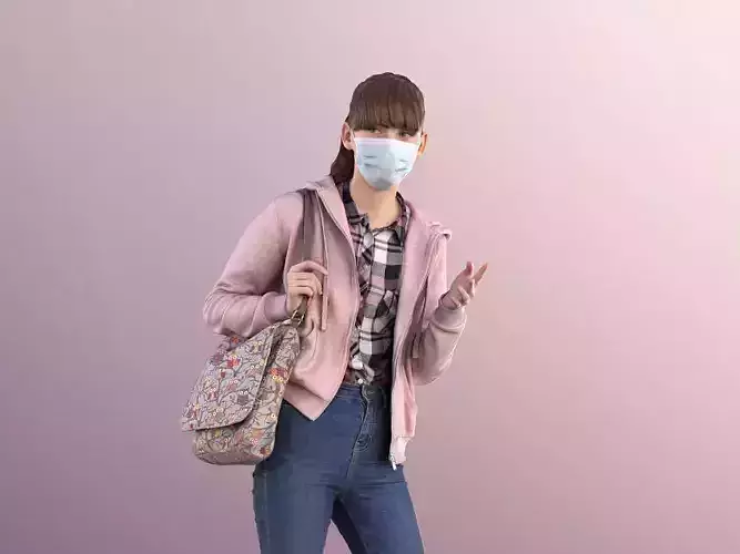 Lisa 10990 - Young Teen Student Talking With Mask 3D model