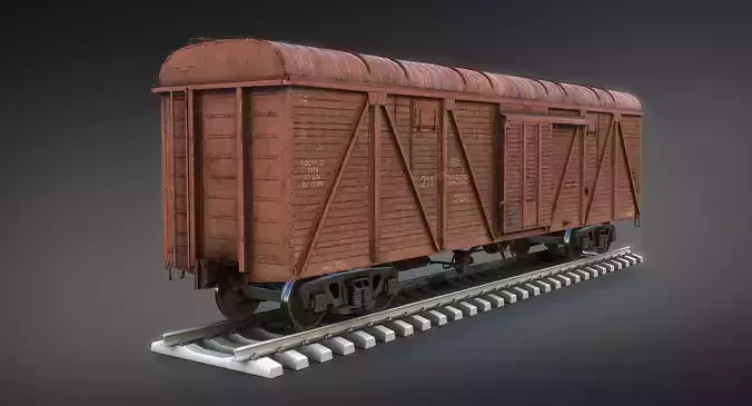 Railroad Boxcar Low-poly 3D model