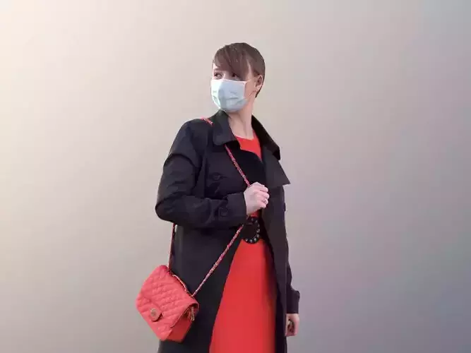 Svenja 10520 - Woman In Red Dress With Purse And Mask 3D model