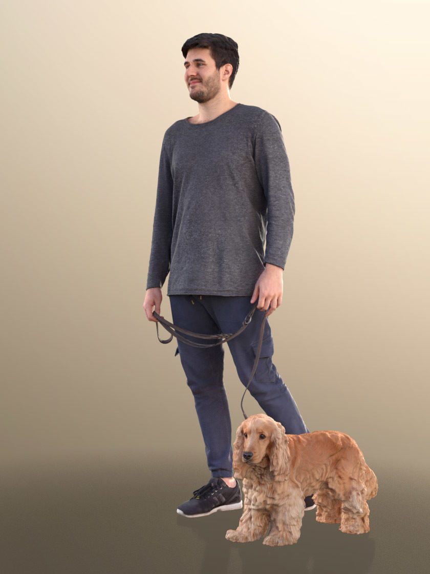 Sean Teddy 10790 - Man With Mask Walking His Dog 3D model_3