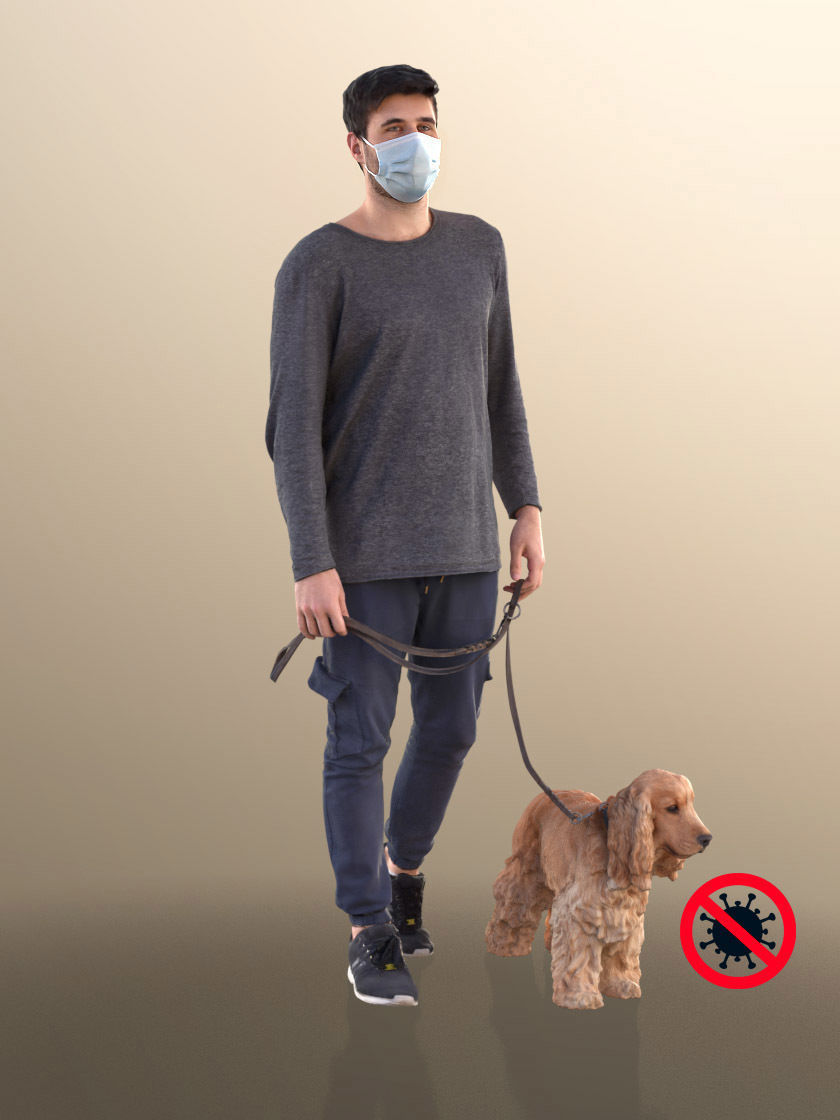 Sean Teddy 10790 - Man With Mask Walking His Dog 3D model_2