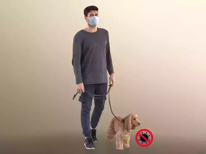 Sean Teddy 10790 - Man With Mask Walking His Dog 3D model