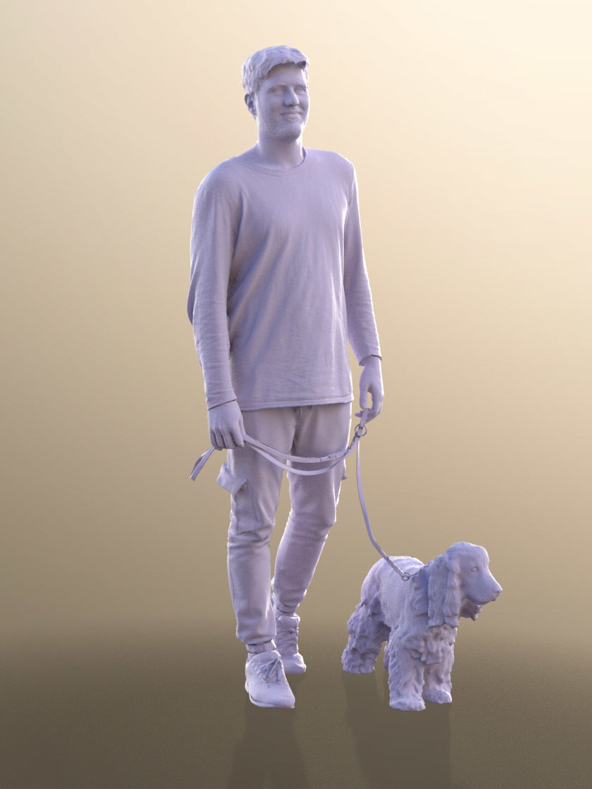 Sean Teddy 10790 - Man With Mask Walking His Dog 3D model_4