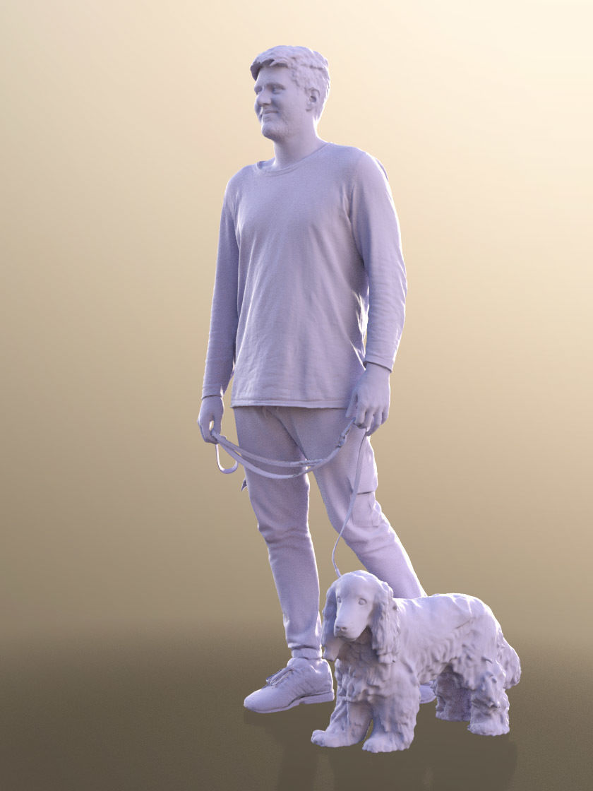 Sean Teddy 10790 - Man With Mask Walking His Dog 3D model_5