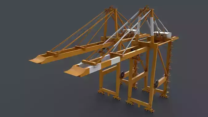 PBR Quayside Container Crane V2 - Yellow Dark Low-poly 3D model