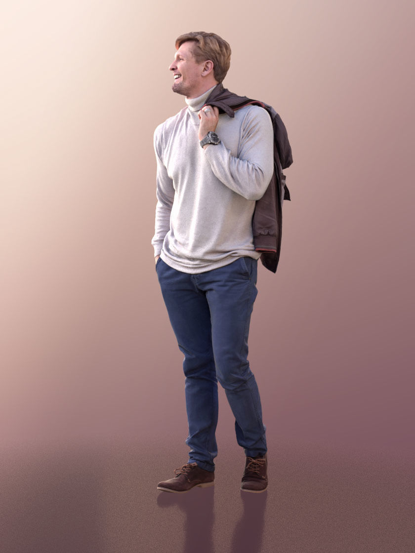 Andrew 10602 - Casual Man With Mask And Hands In Pockets 3D model_4
