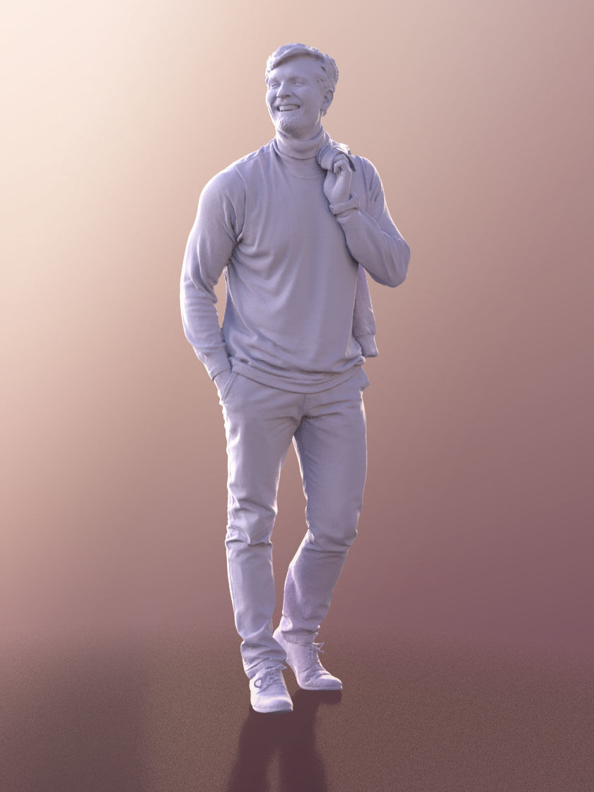 Andrew 10602 - Casual Man With Mask And Hands In Pockets 3D model_5