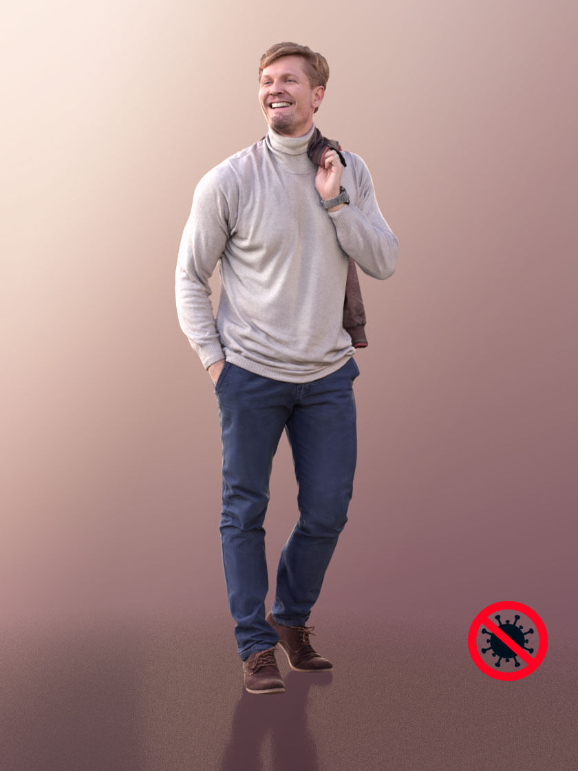 Andrew 10602 - Casual Man With Mask And Hands In Pockets 3D model_2