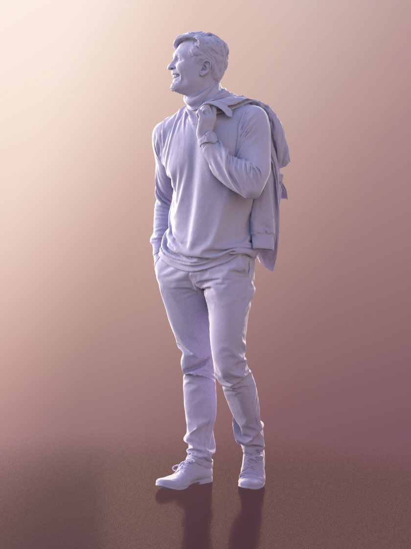 Andrew 10602 - Casual Man With Mask And Hands In Pockets 3D model_6