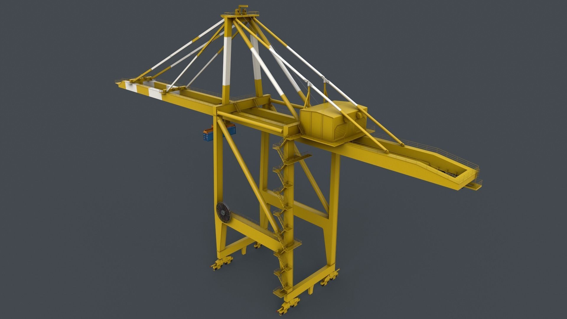 PBR Quayside Container Crane V2 - Yellow Light Low-poly 3D model_21