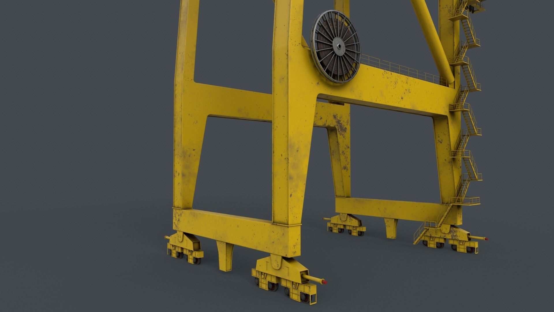 PBR Quayside Container Crane V2 - Yellow Light Low-poly 3D model_17