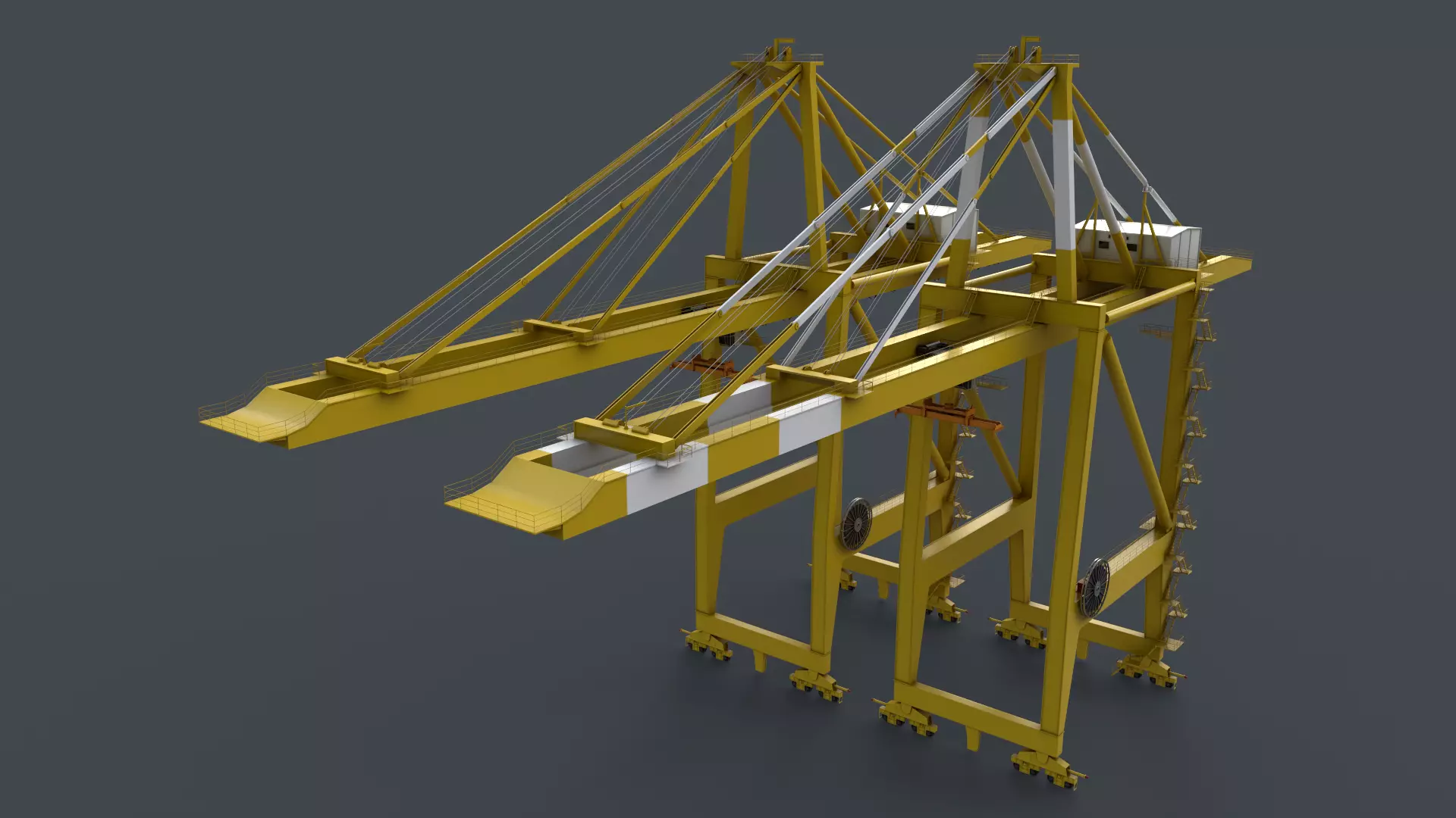 PBR Quayside Container Crane V2 - Yellow Light Low-poly 3D model_0