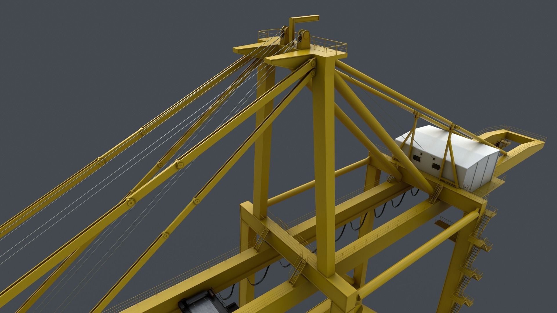 PBR Quayside Container Crane V2 - Yellow Light Low-poly 3D model_5