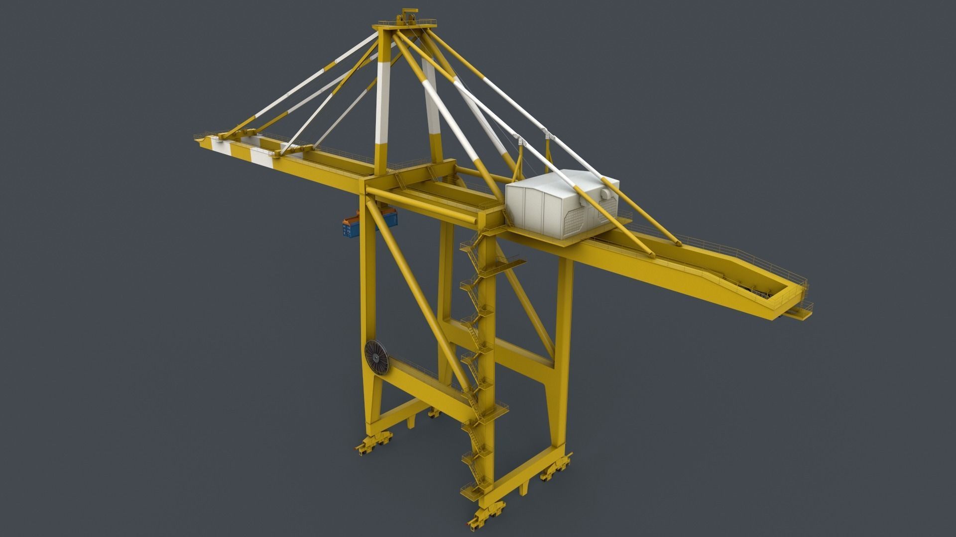 PBR Quayside Container Crane V2 - Yellow Light Low-poly 3D model_22