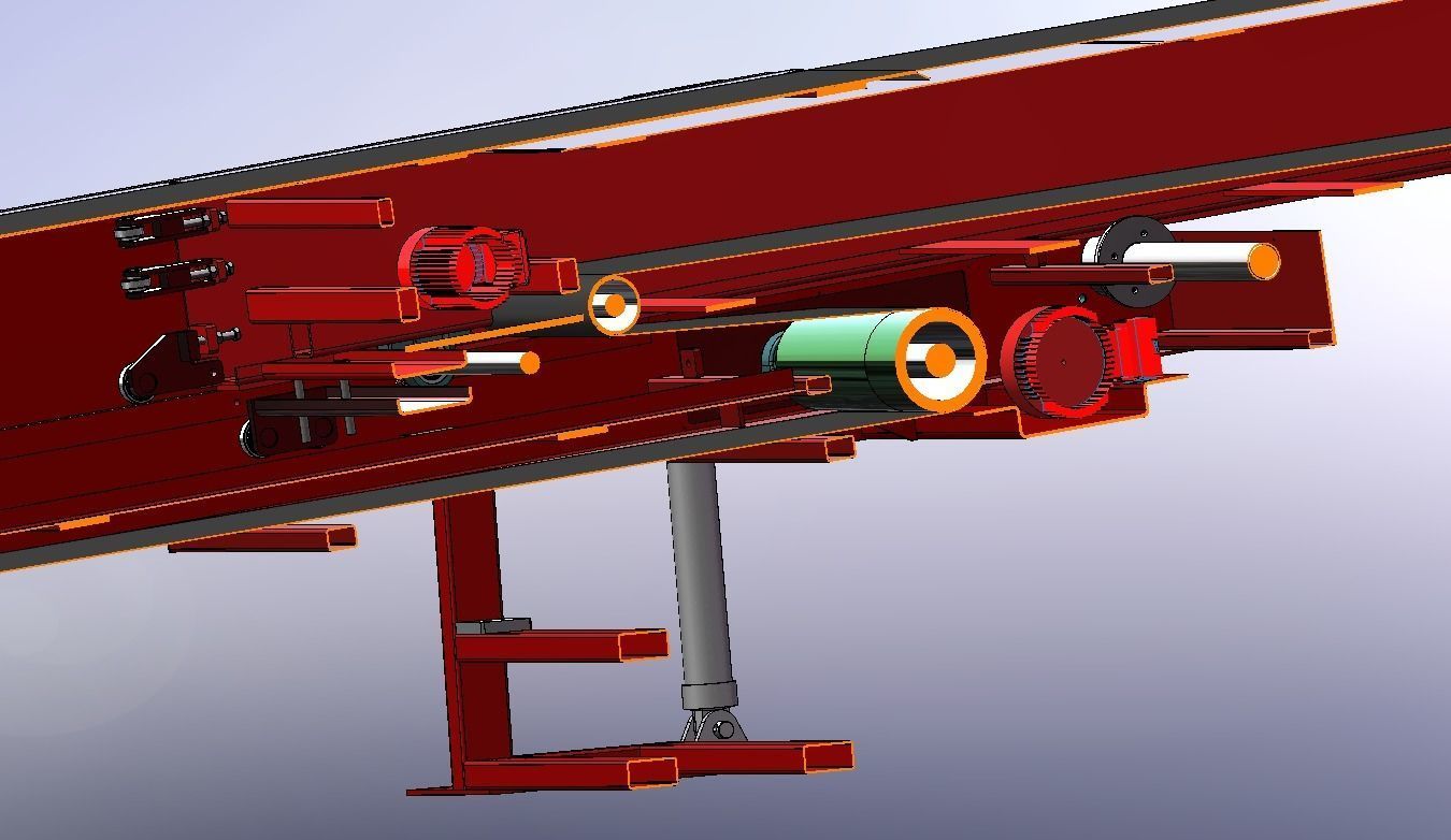 3 section telescopic belt conveyor loading belt conveyor 3D model_12