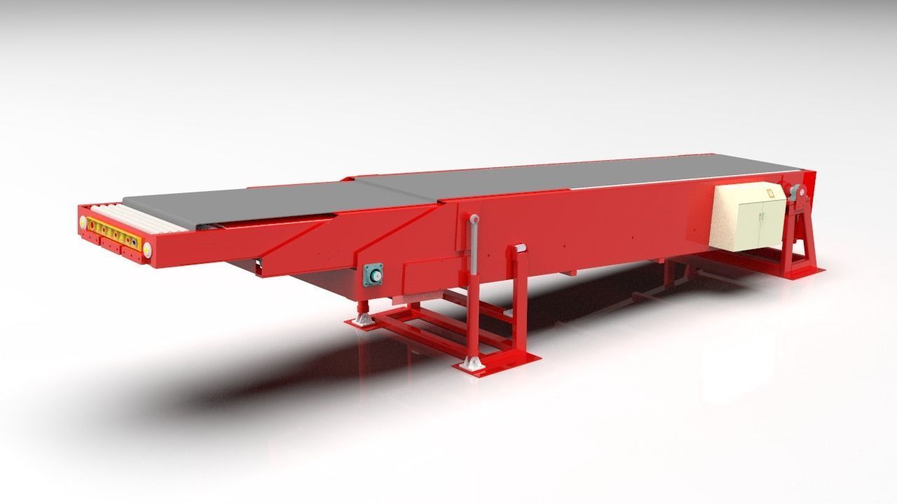 3 section telescopic belt conveyor loading belt conveyor 3D model_3