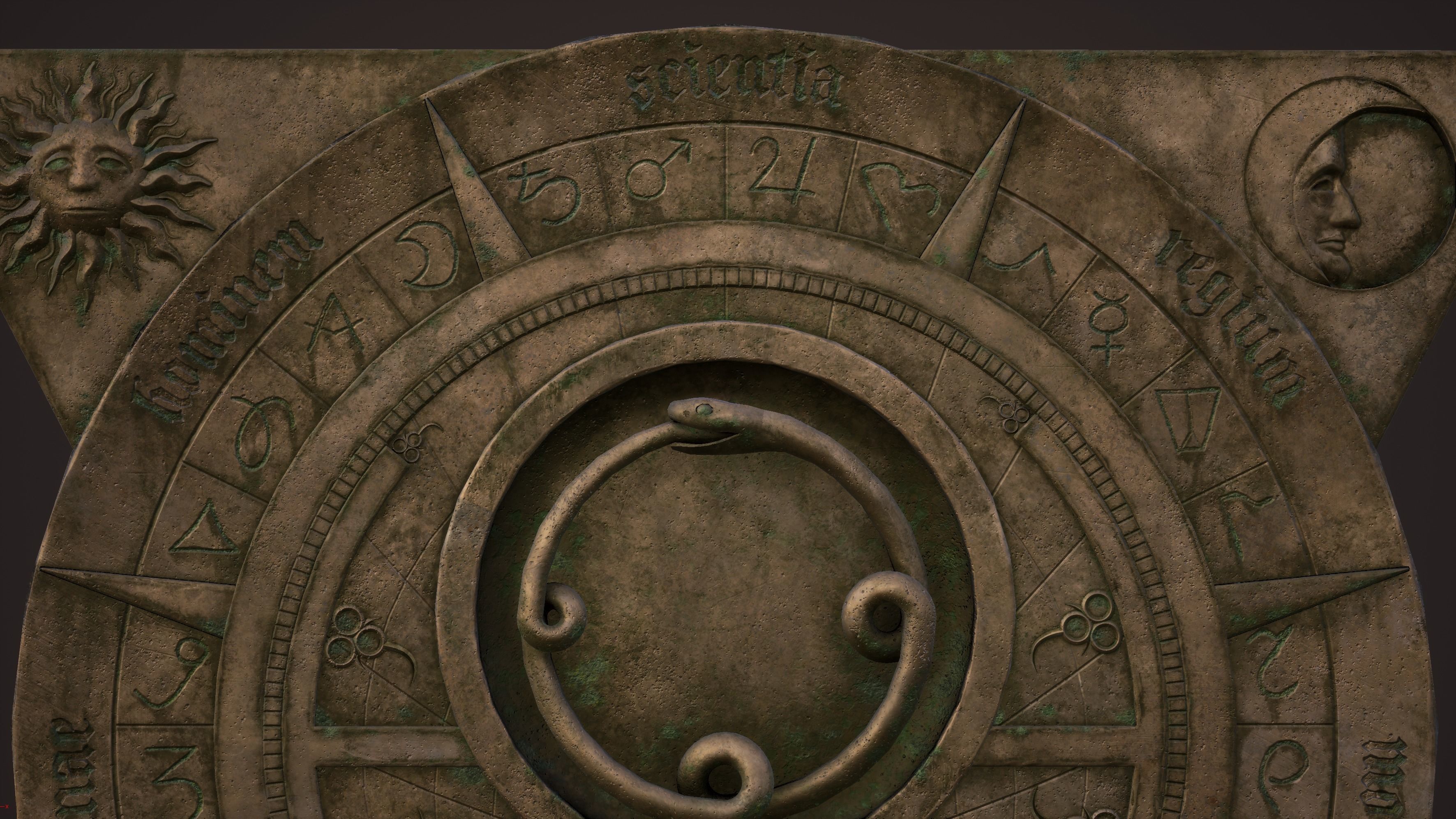 Fantasy occult astrolabe Low-poly 3D model_9