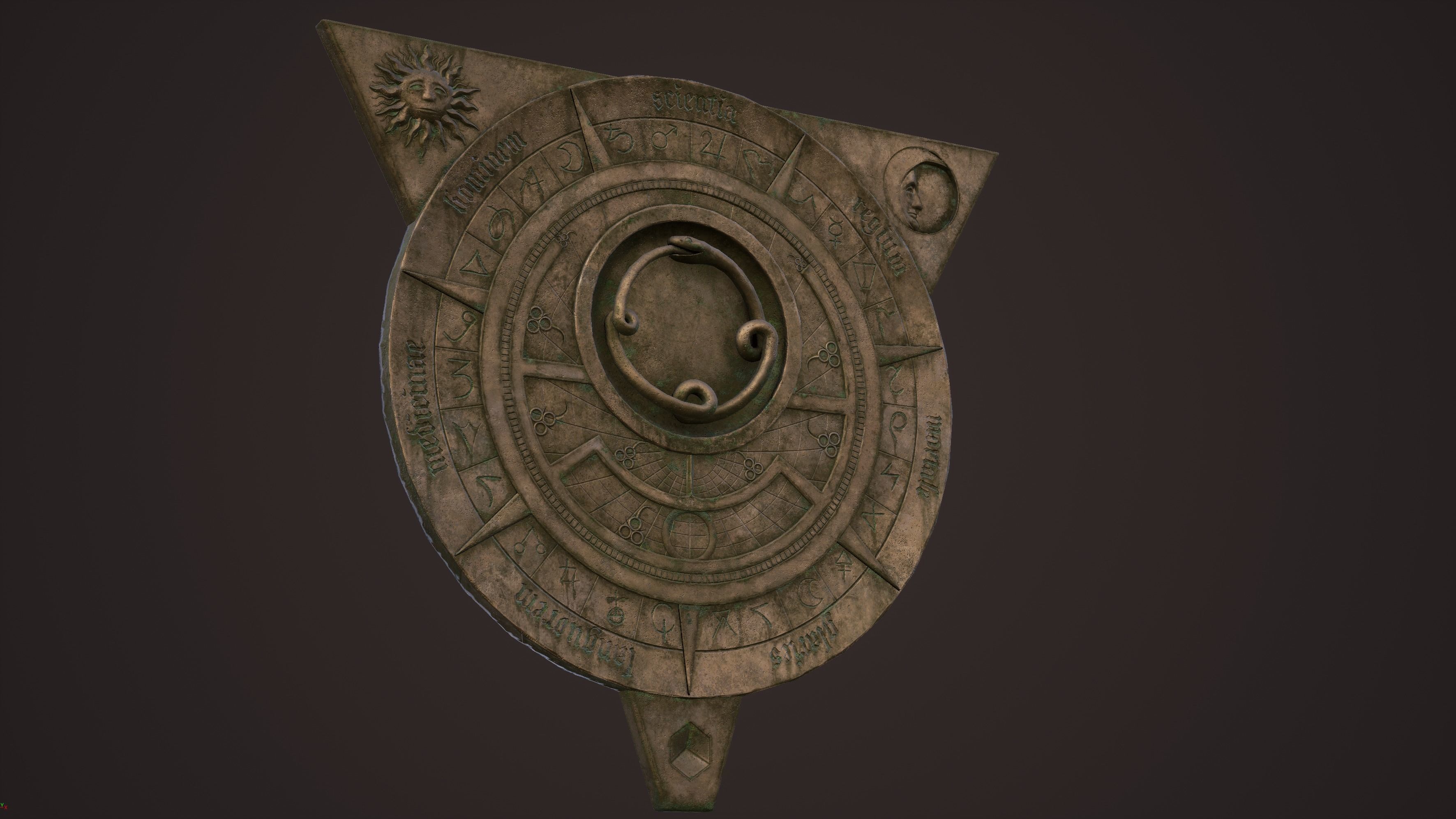 Fantasy occult astrolabe Low-poly 3D model_1