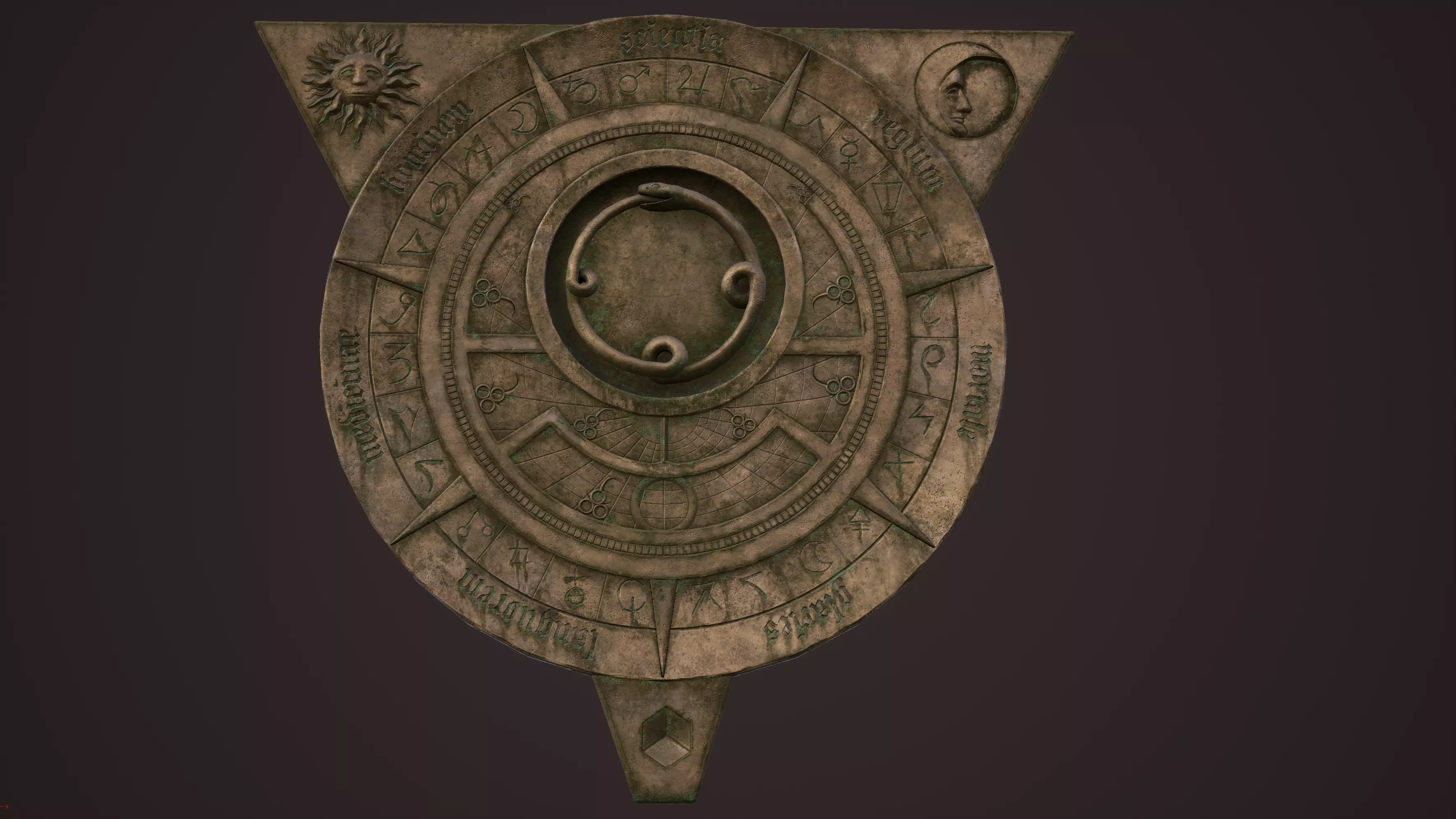 Fantasy occult astrolabe Low-poly 3D model_0