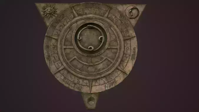 Fantasy occult astrolabe Low-poly 3D model