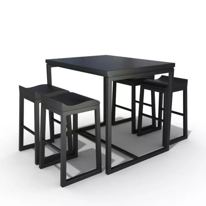 Black Table With Chairs 3D model_0