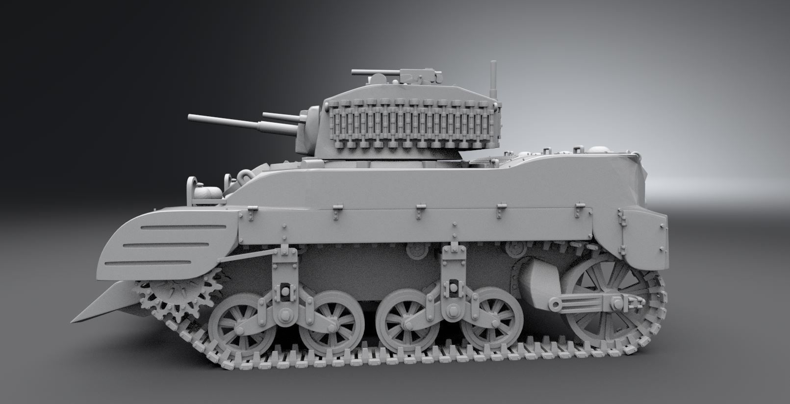 M5A1 Stuart Scale Model 3D print model_1