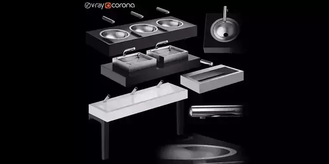 DELABIE public washbasins 3D model