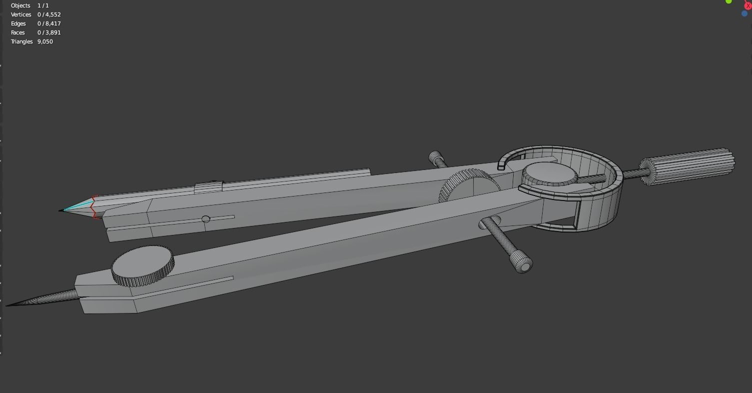Metalic school compass 3D model_3