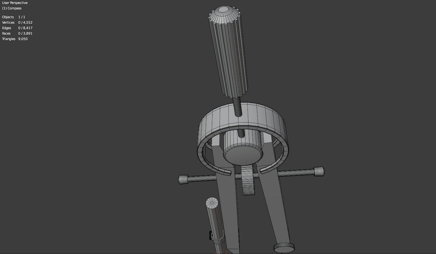 Metalic school compass 3D model_4