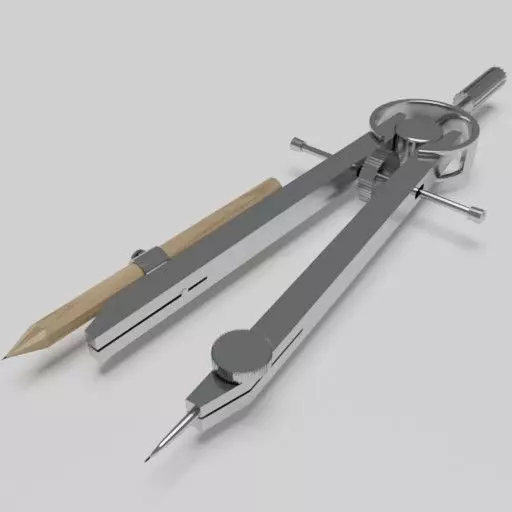 Metalic school compass 3D model_0